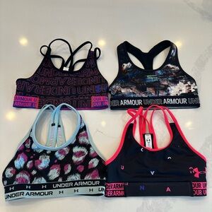 Under Armour Girls Bundle of 4 Colourful Sports Bras Bralettes size Youth Small